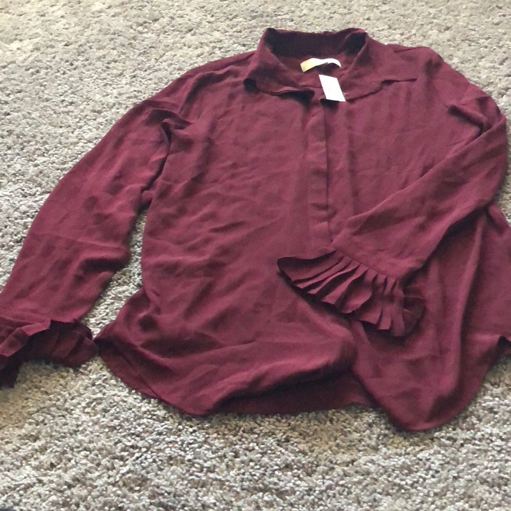 Maroon button front blouse